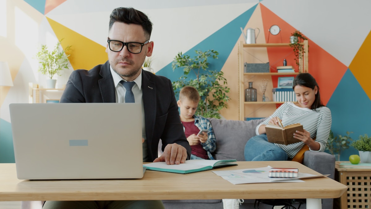Person using home internet on a laptop